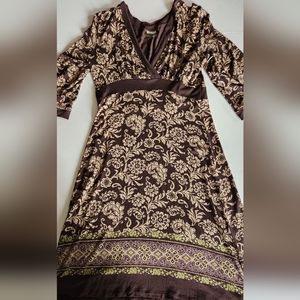 Athleta Brown/Tan Paisley Jersey Dress Size Small